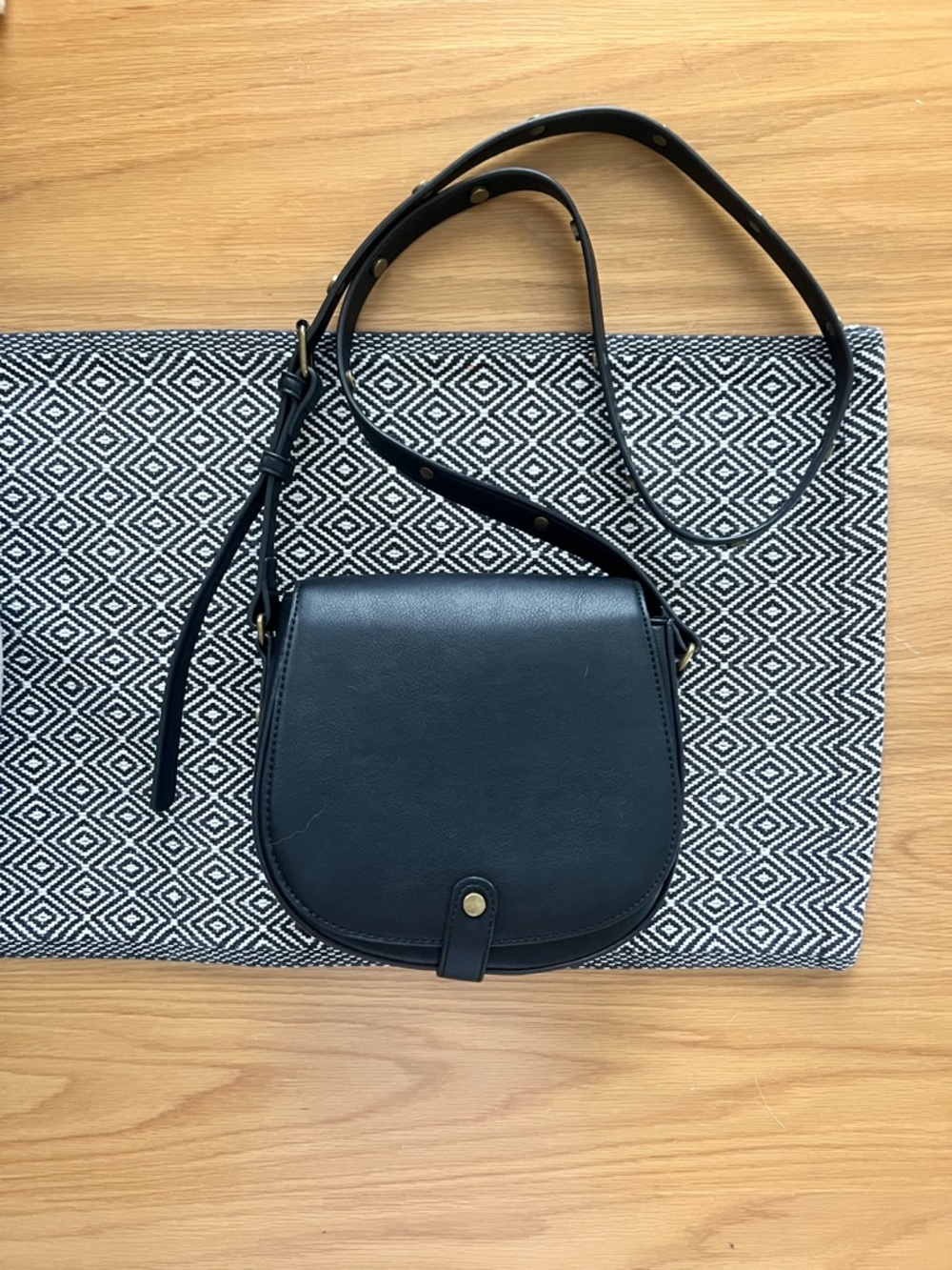 Black Satchel Back with Gold Studs